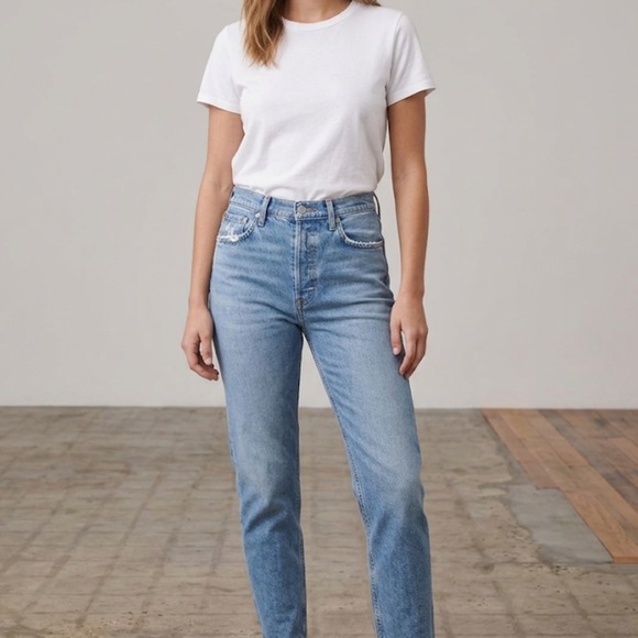 Agolde Denim - Agolde Button fly stretch medium Blue Straight Leg Jeans Like New ….EUC